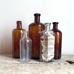 Vintage Bottle Collection White Pine Tar Cough Syrup Diamond Medicine Bottle